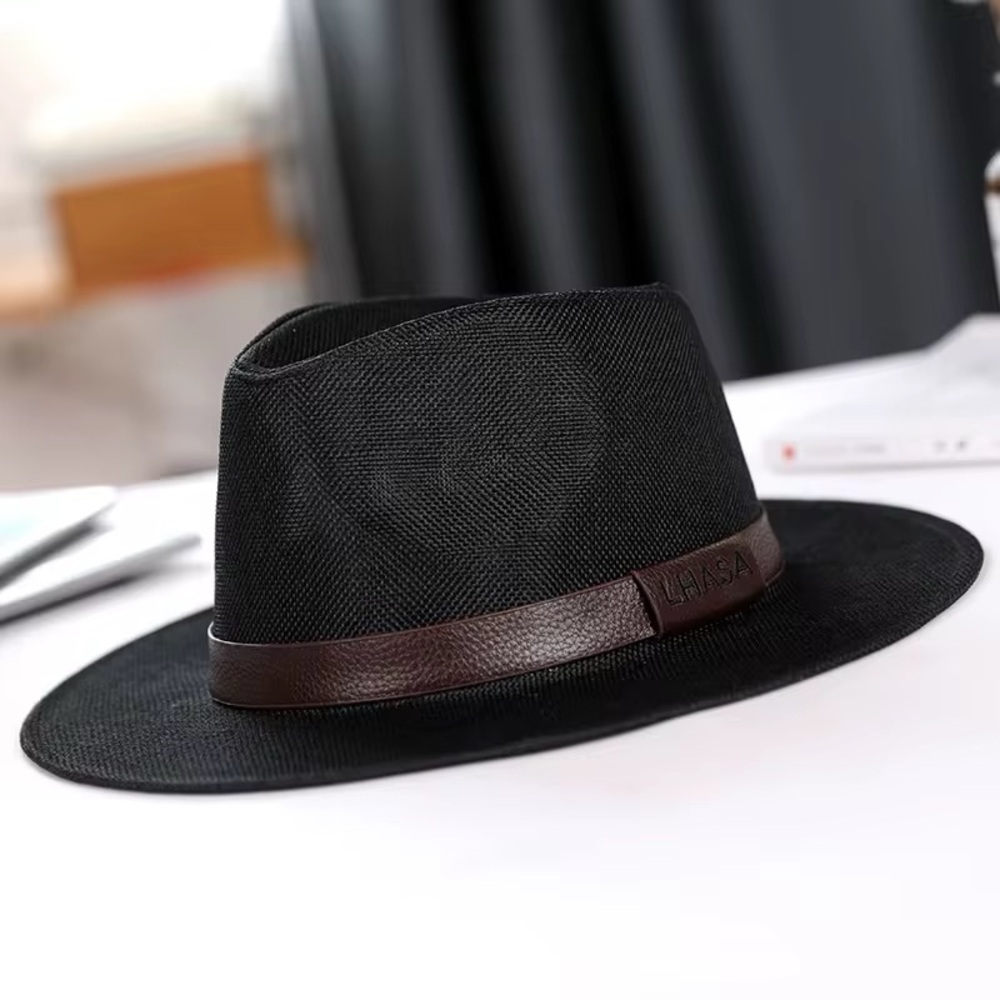 Black Fedora Hat with Brown Band